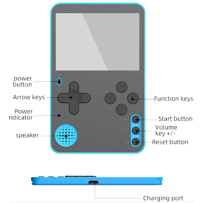 Handheld Game Console K10 500 Classic Games Portable Retro Video Mini Game Consolas Rechargeable Great Gift for Kids Adults